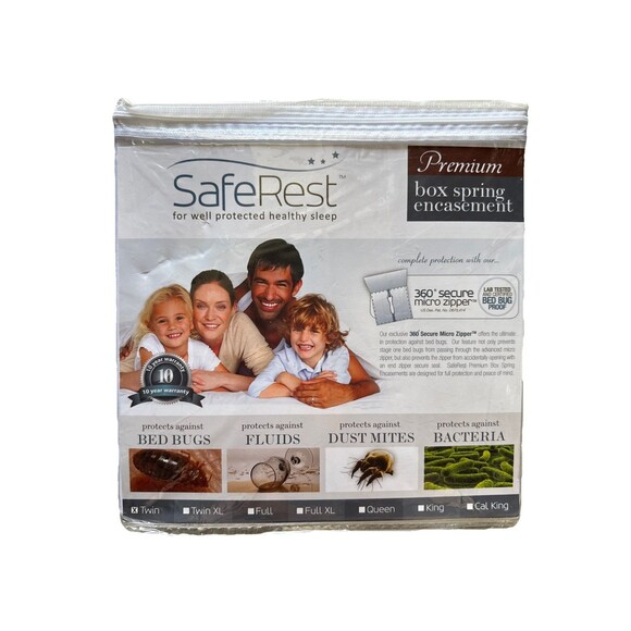Twin Premium Box Spring Encasement Protector 9” Dorm White Micro Zipper New - Picture 1 of 2